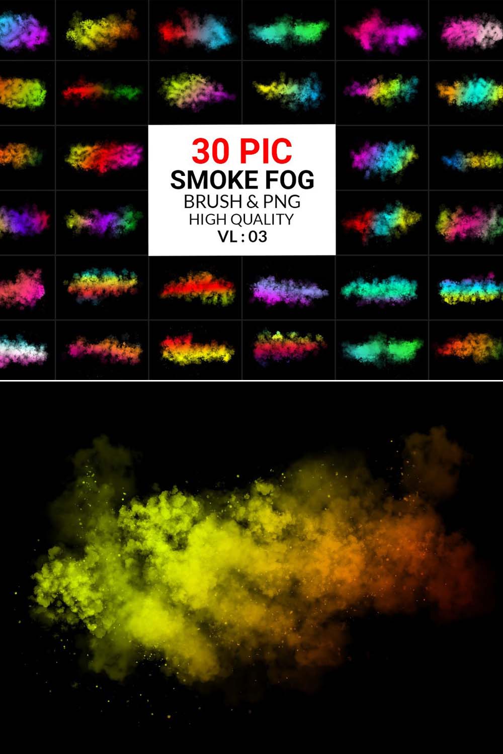 Colorful Smoke Fog Brush & Png pinterest preview image.
