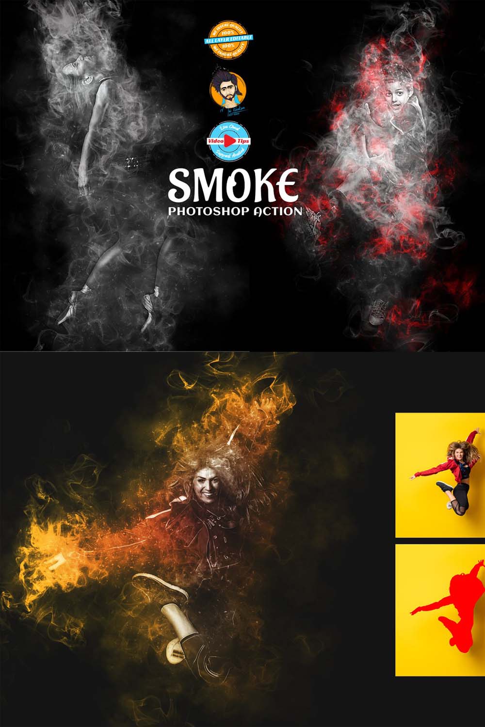 Smoke Effect Photoshop Action pinterest preview image.