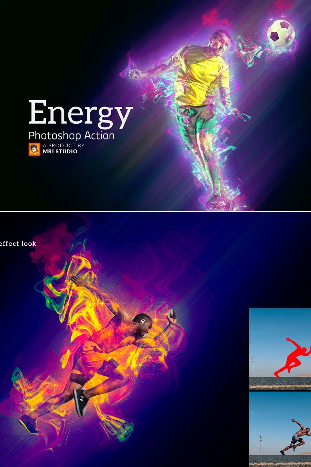 Energy Photoshop Action pinterest preview image.