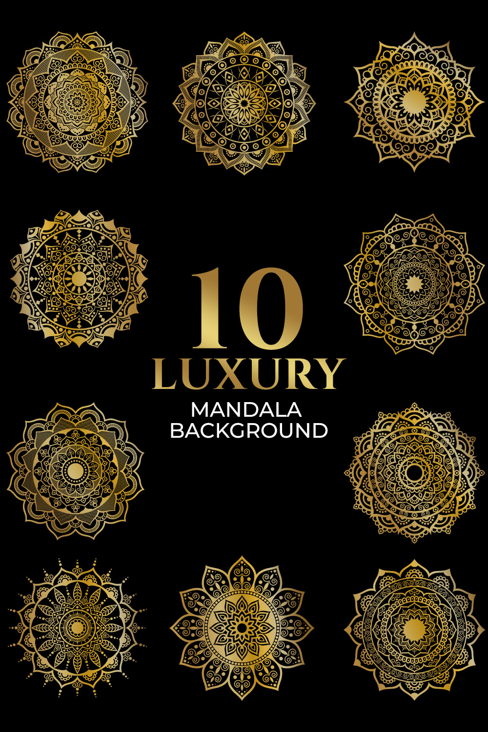 10 Luxury mandala design bundle Golden mandala design creative mandala design bundle pinterest preview image.