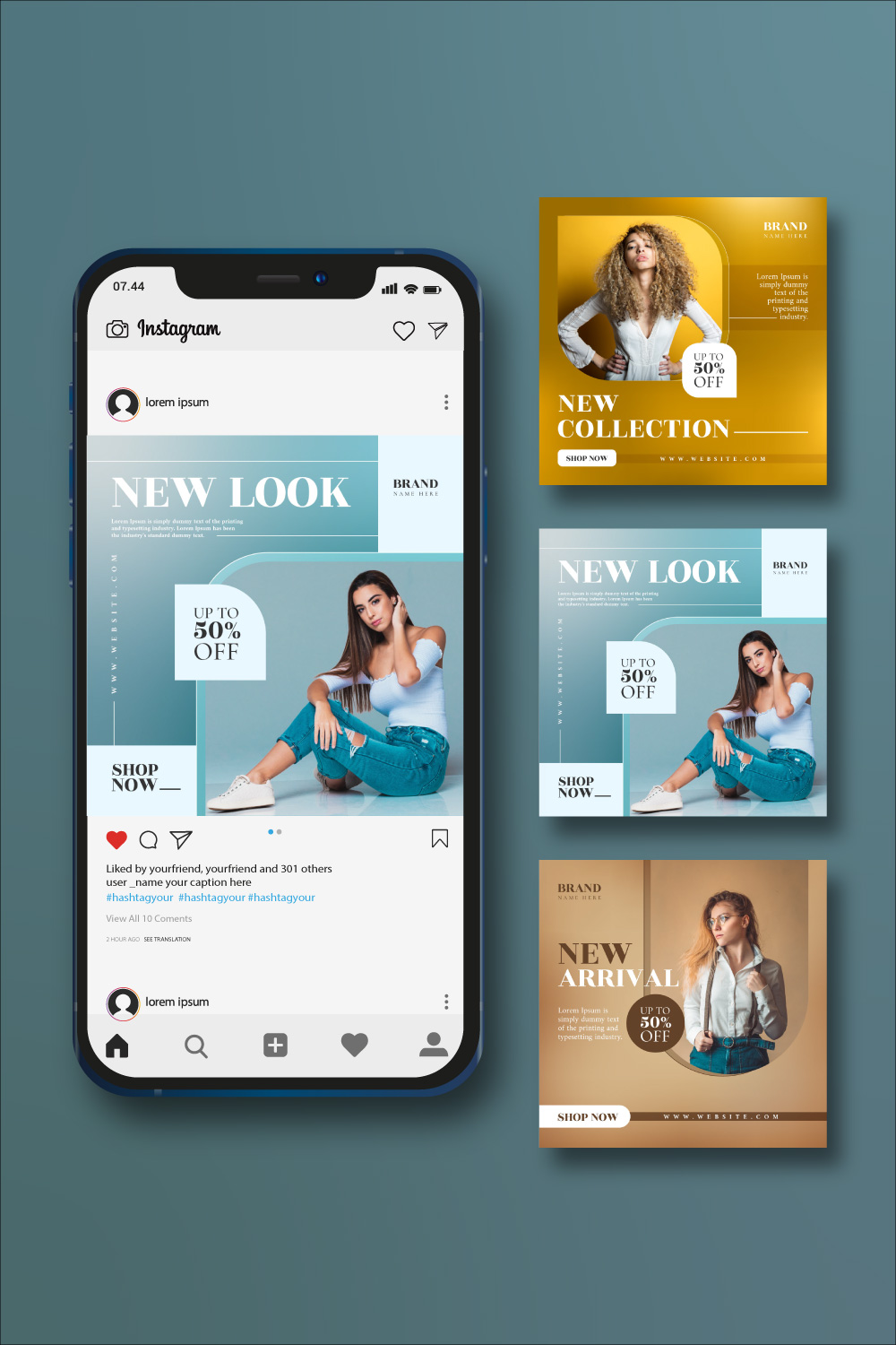 Fasion New Collection Social Media Post Template pinterest preview image.