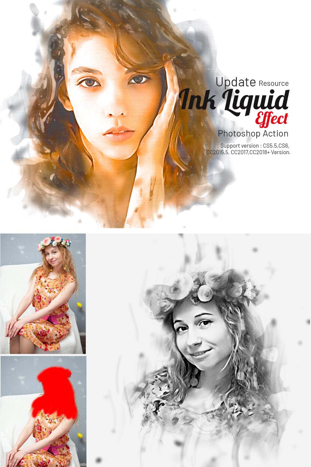 Ink Liquid Effect Photoshop Action 2 pinterest preview image.