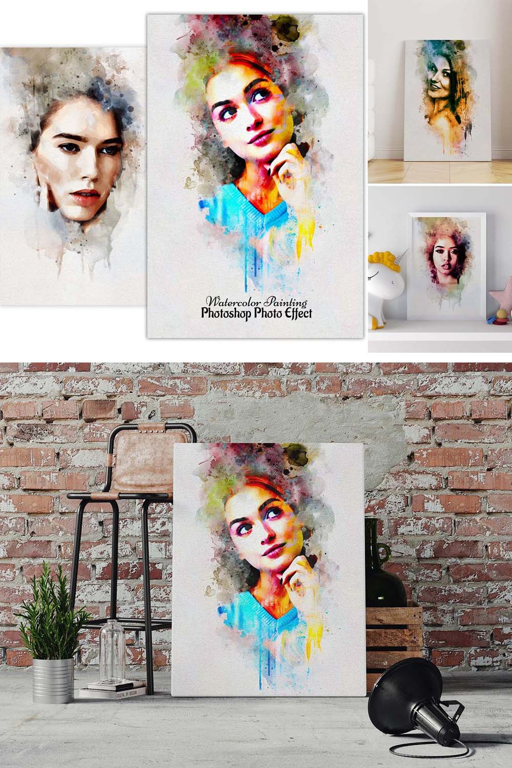 Watercolor Painting Photo Effect pinterest preview image.