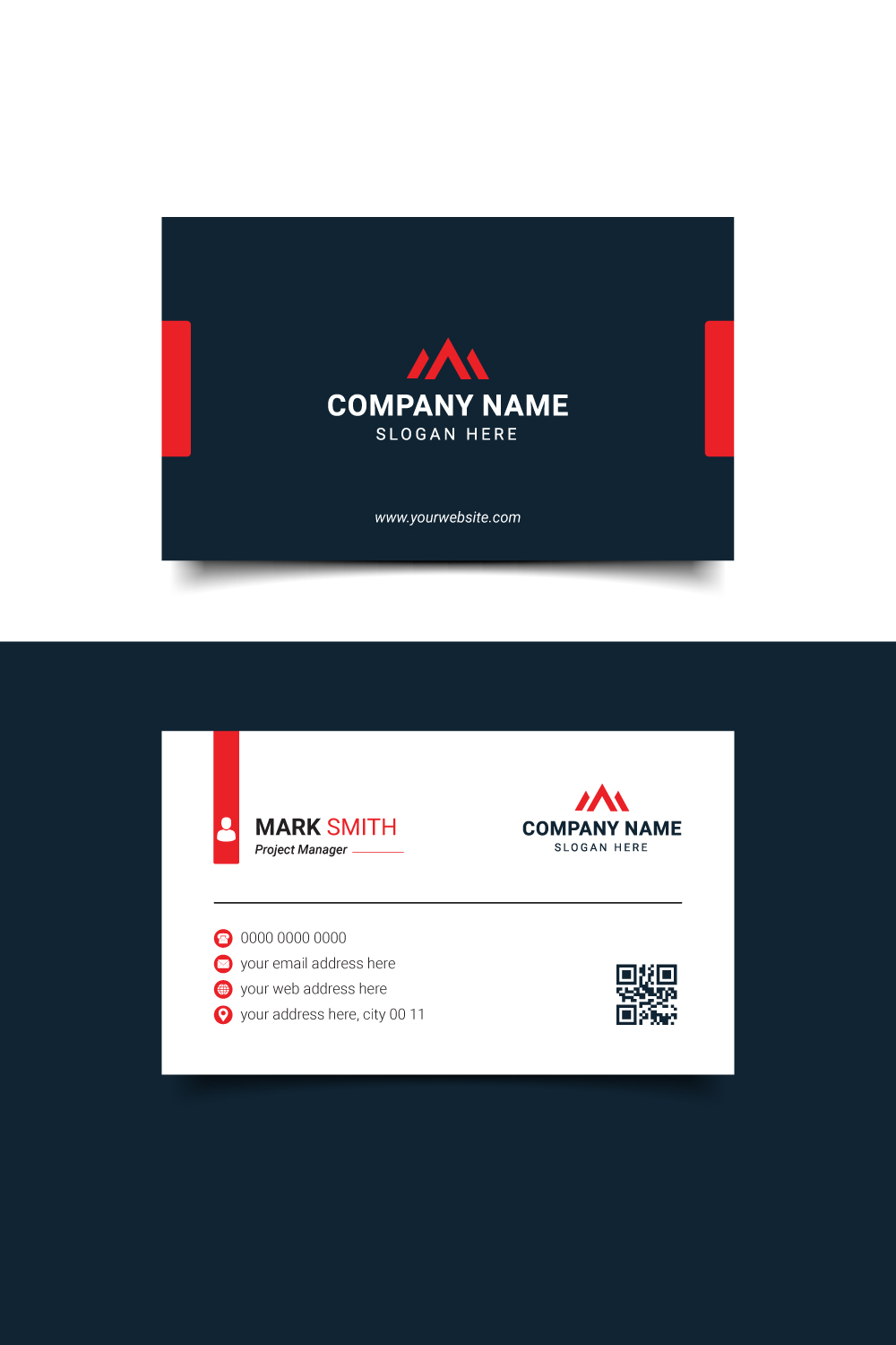 Corporate Business Card Design Template pinterest preview image.