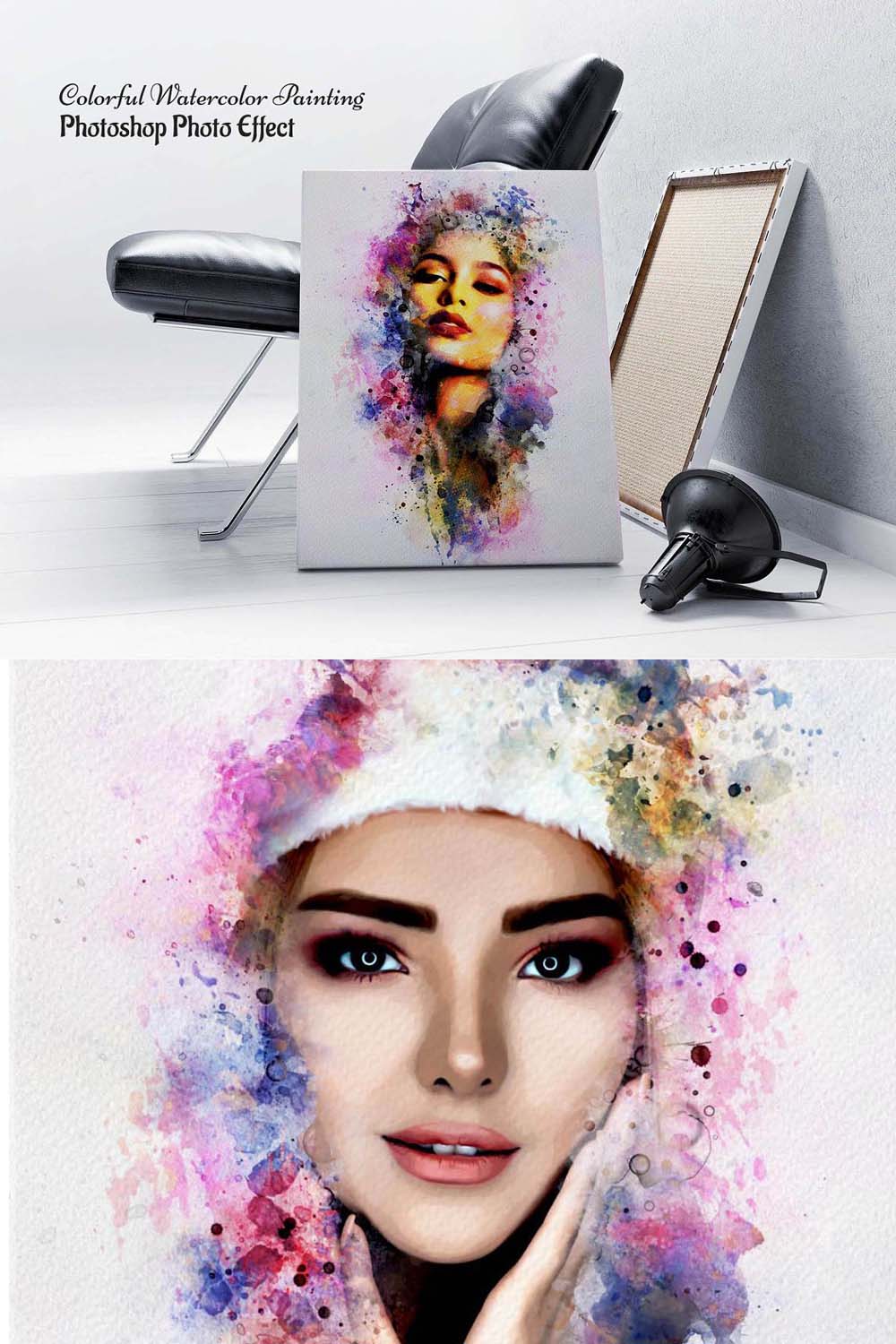 Colorful Watercolor Painting Effect pinterest preview image.