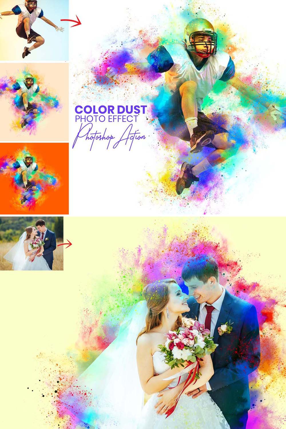 Color Dust Photoshop Actions pinterest preview image.