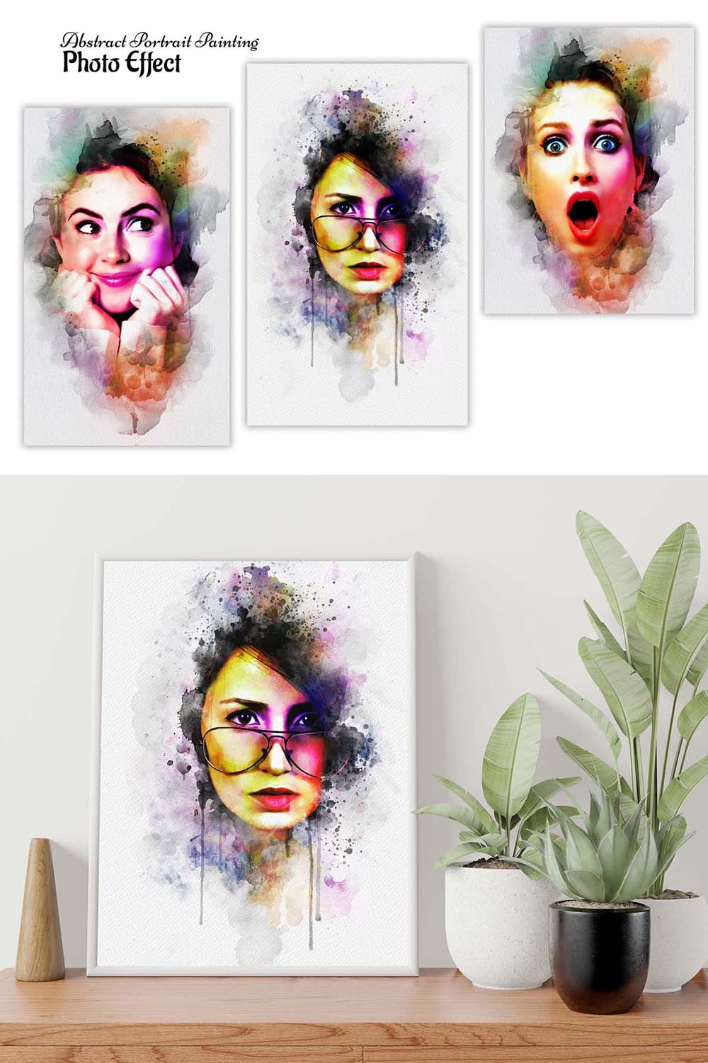 Abstract Portrait Painting Effect pinterest preview image.