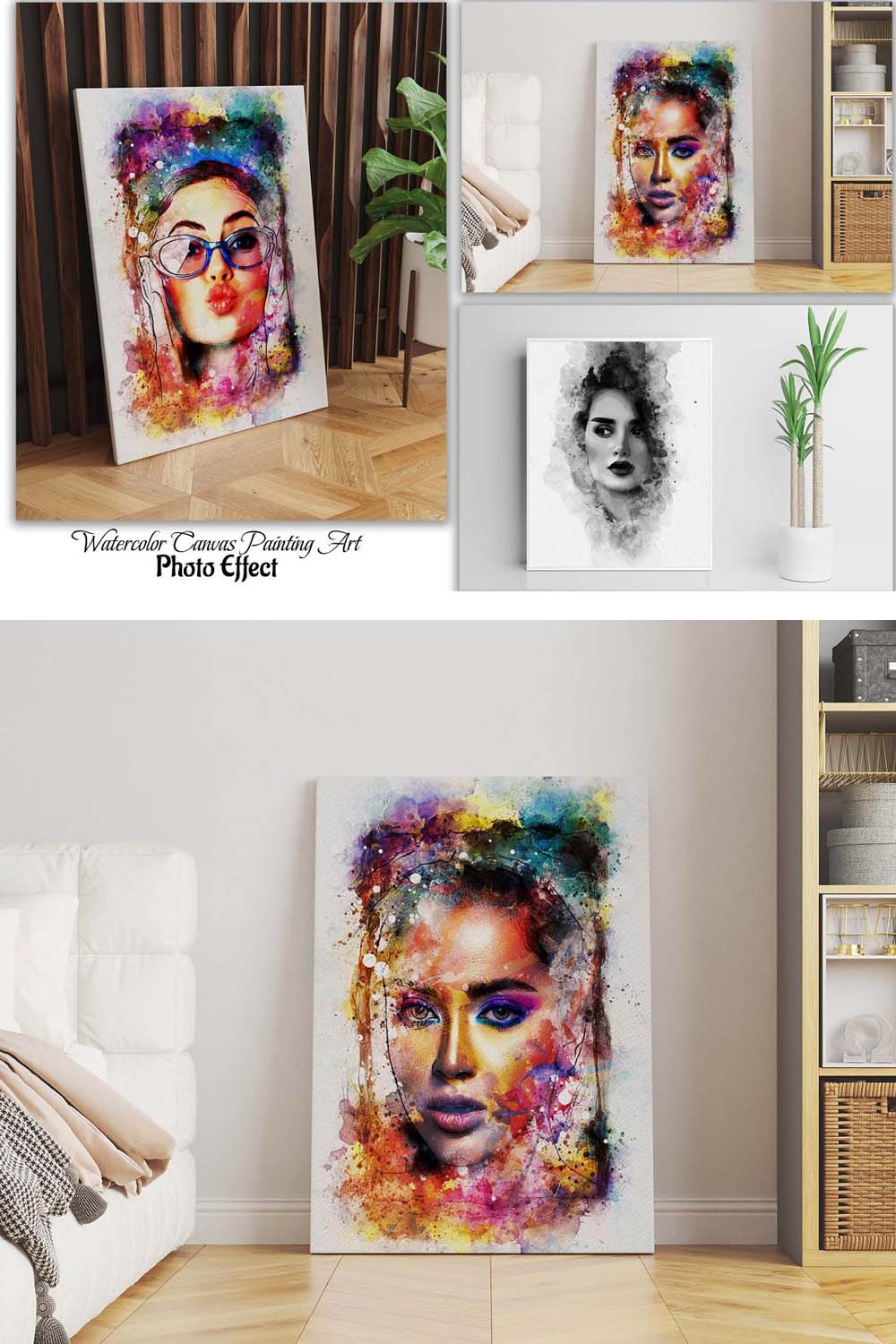 Watercolor Canvas Painting Art pinterest preview image.