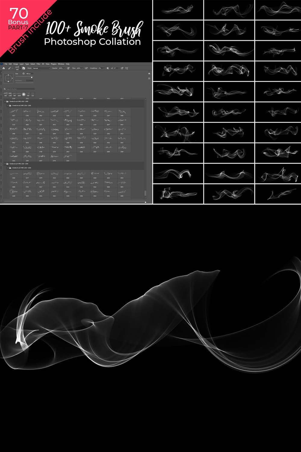 Smoke Photoshop Brush Collation pinterest preview image.