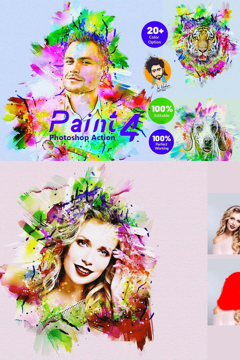 Paint Photoshop Action pinterest preview image.