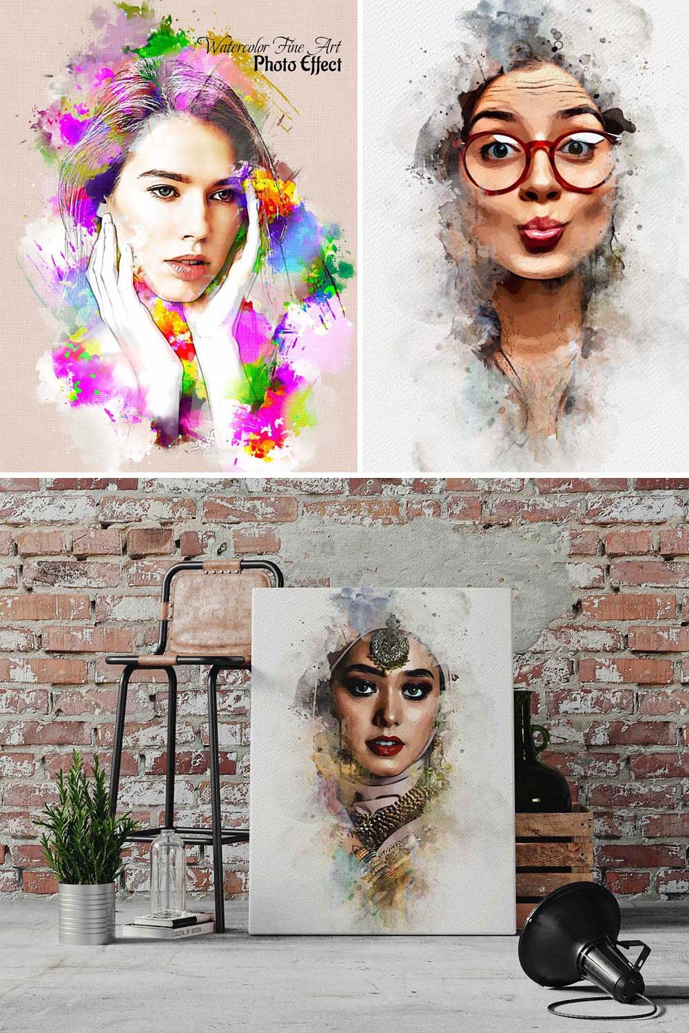 Watercolor Fine Art Photo Effect pinterest preview image.