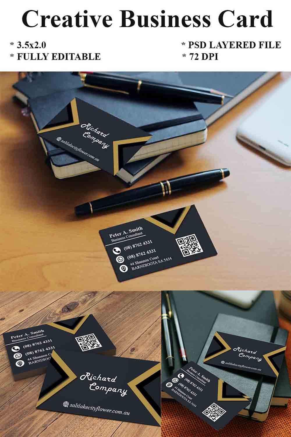 Business Card Template pinterest preview image.