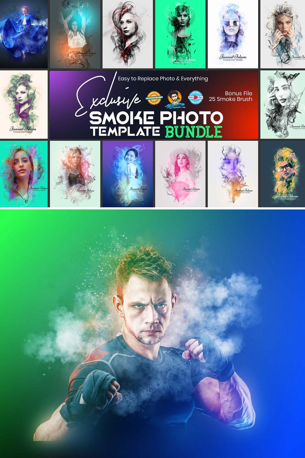 Exclusive Smoke Photo Effect Bundle pinterest preview image.