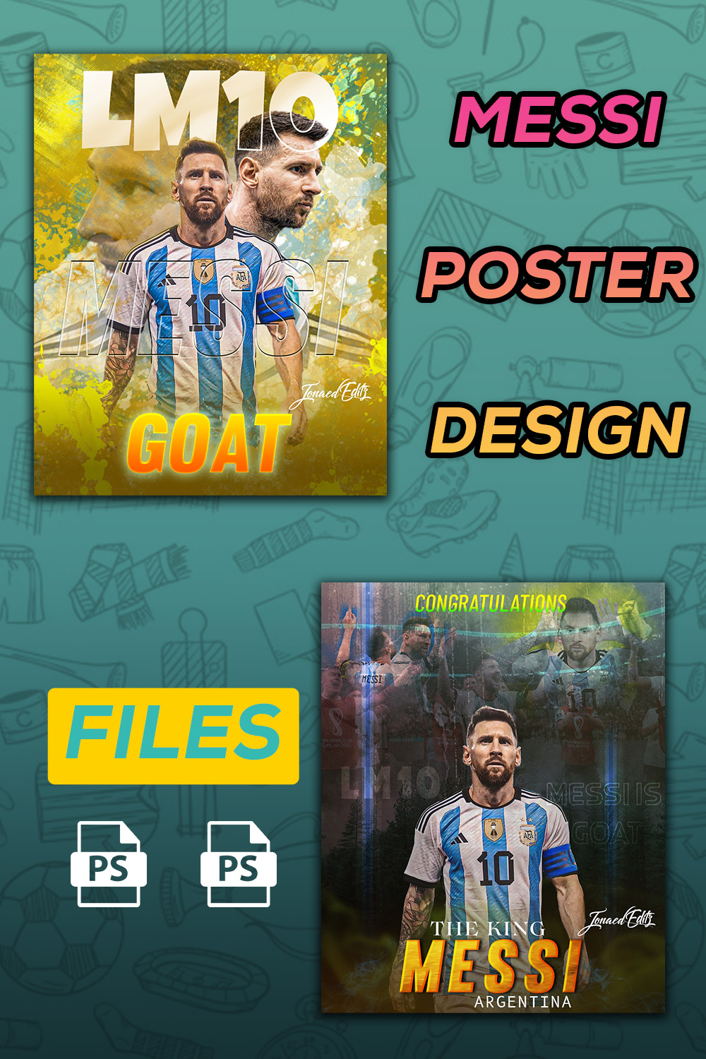 2 LIONEL MESSI SOCIAL MEDIA POSTER DESIGN pinterest preview image.