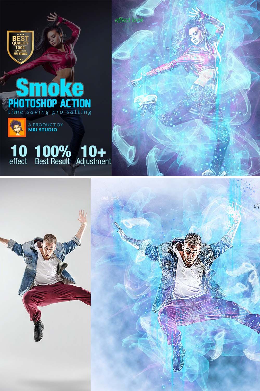 Smoke Photoshop Action pinterest preview image.