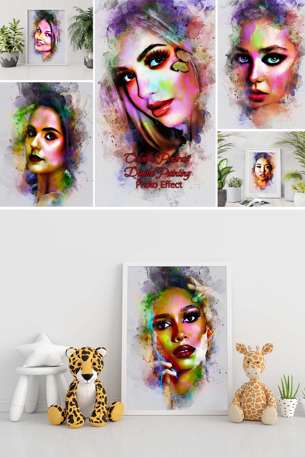 Colorful Portrait Digital Painting pinterest preview image.