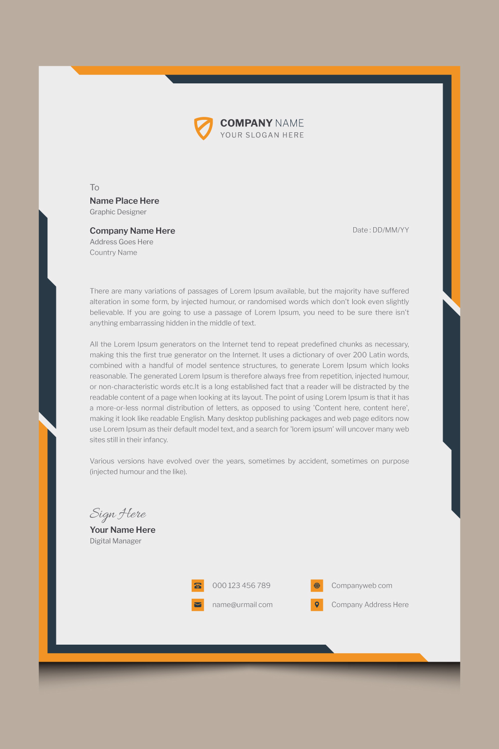 Elegant creative modern company business letterhead template design pinterest preview image.
