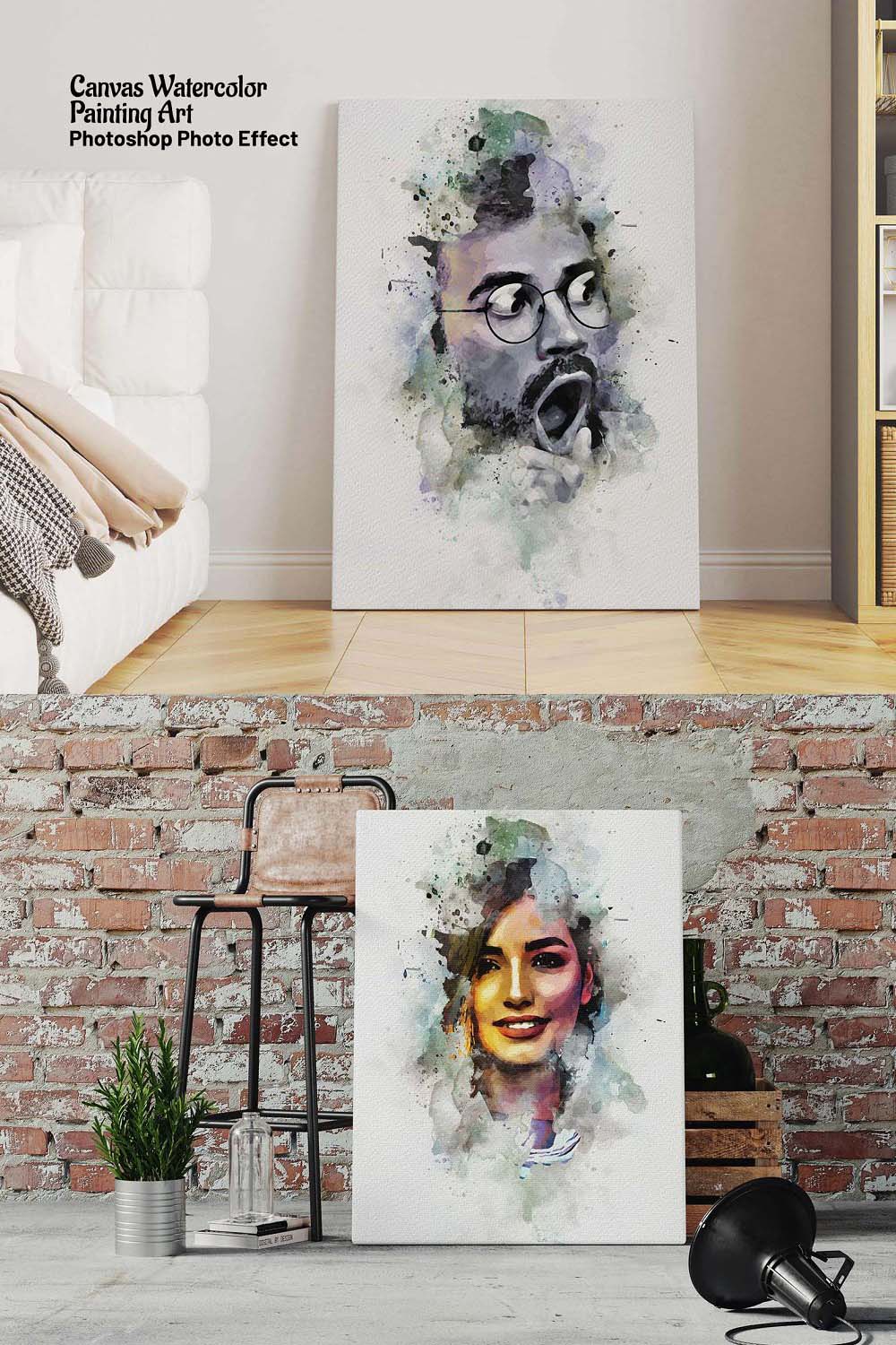 Canvas Watercolor Painting Effect pinterest preview image.