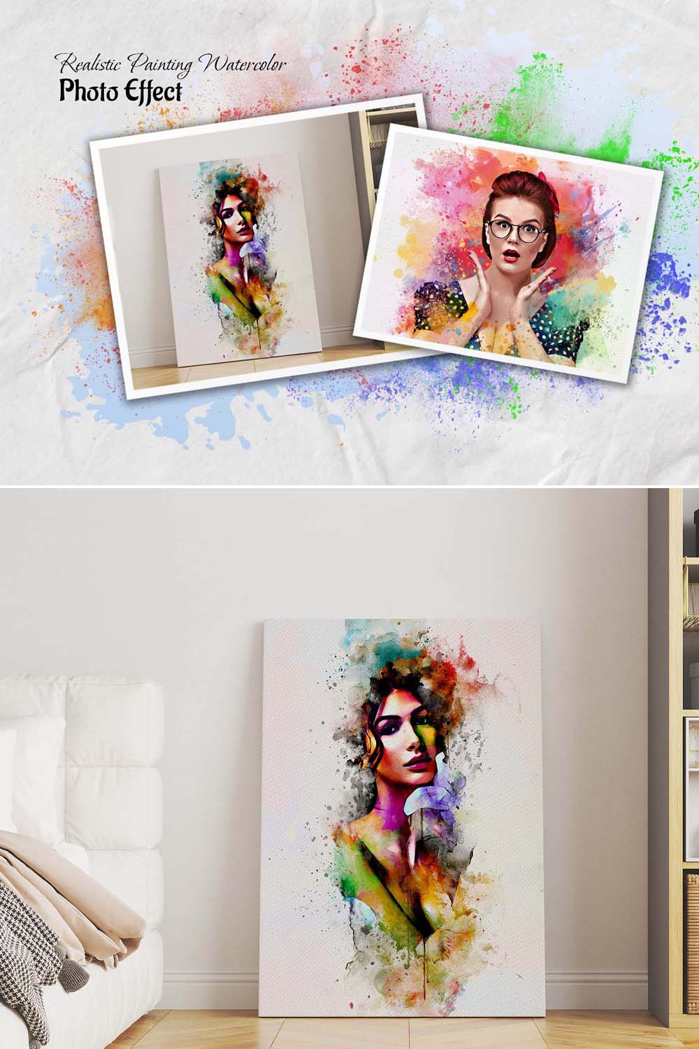 Realistic Painting Watercolor Effect pinterest preview image.