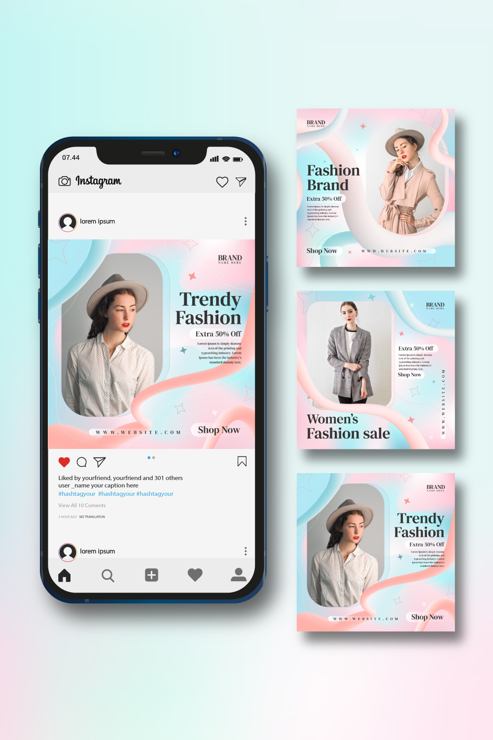 Fashion Sale Social Media Post Template for Instagram or Facebook pinterest preview image.