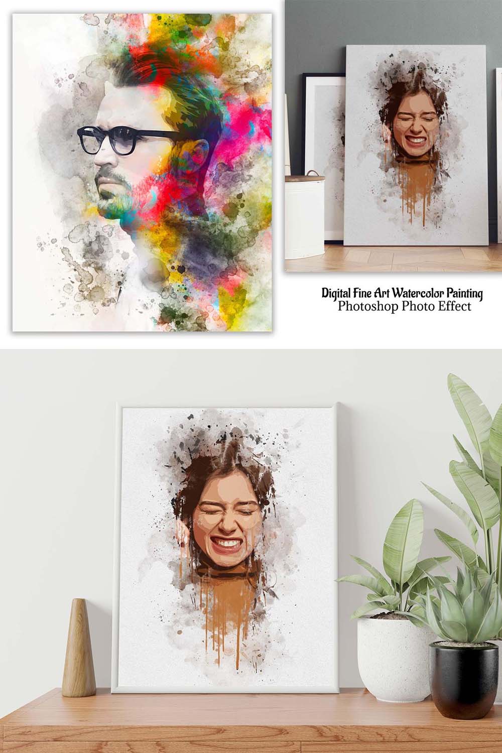 Fine Art Watercolor Painting Effect pinterest preview image.