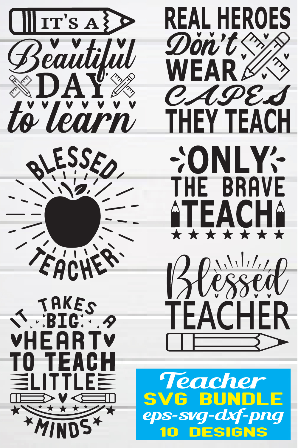 Teacher svg bundle pinterest preview image.