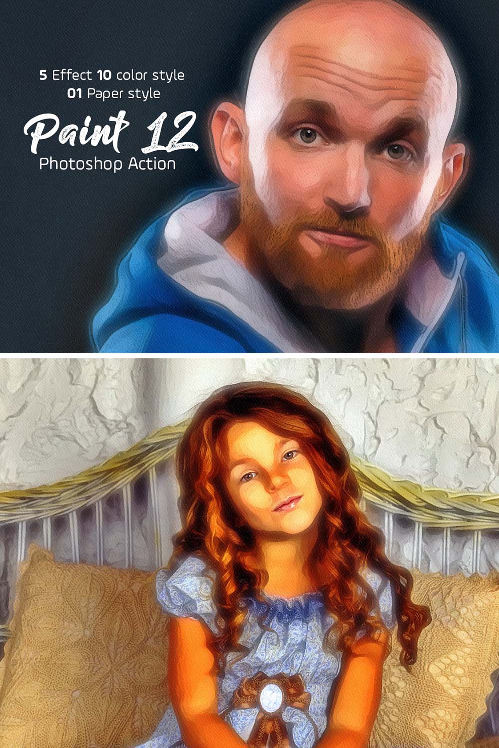 Paint Photoshop Action pinterest preview image.