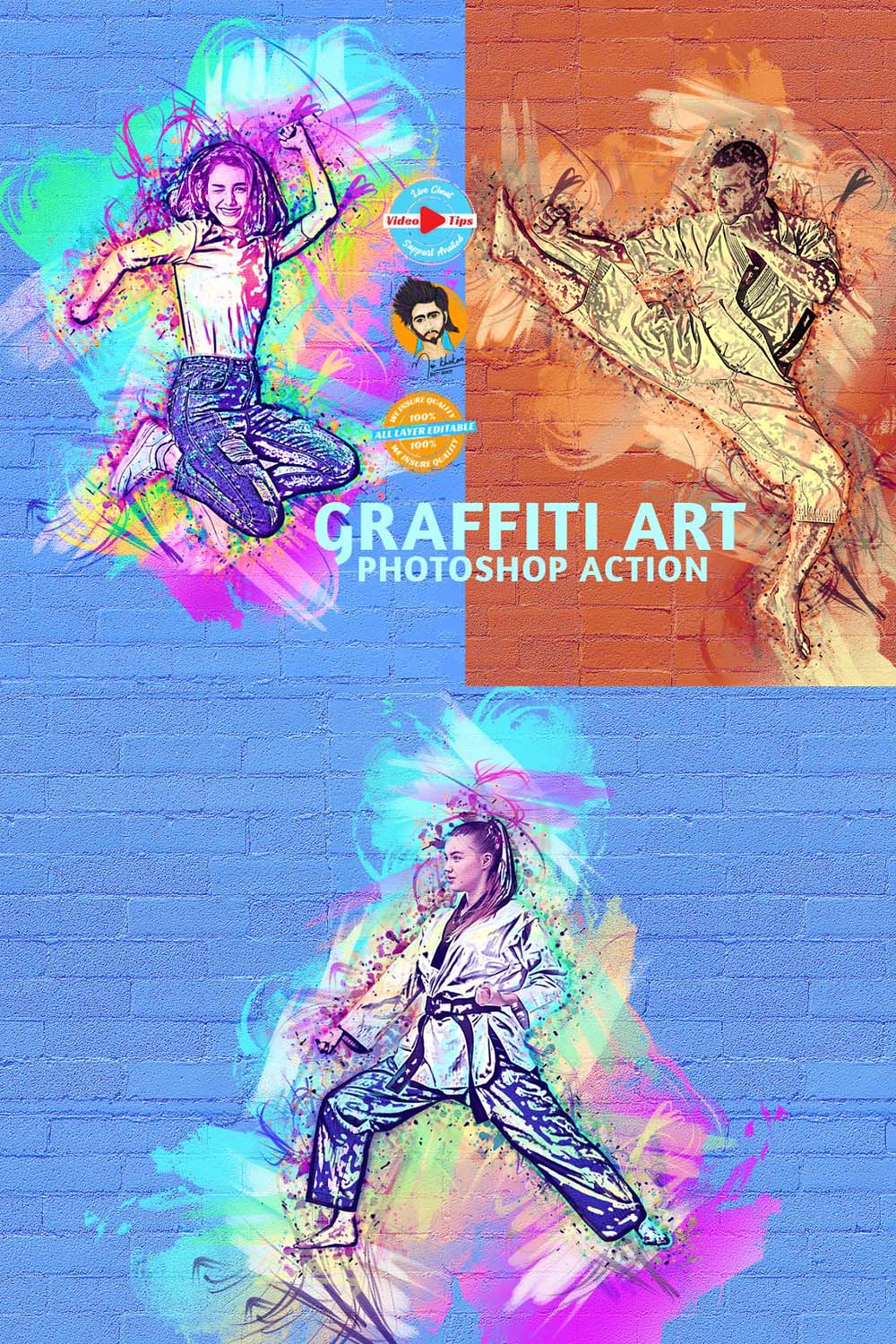 Graffiti Art Photoshop Action pinterest preview image.