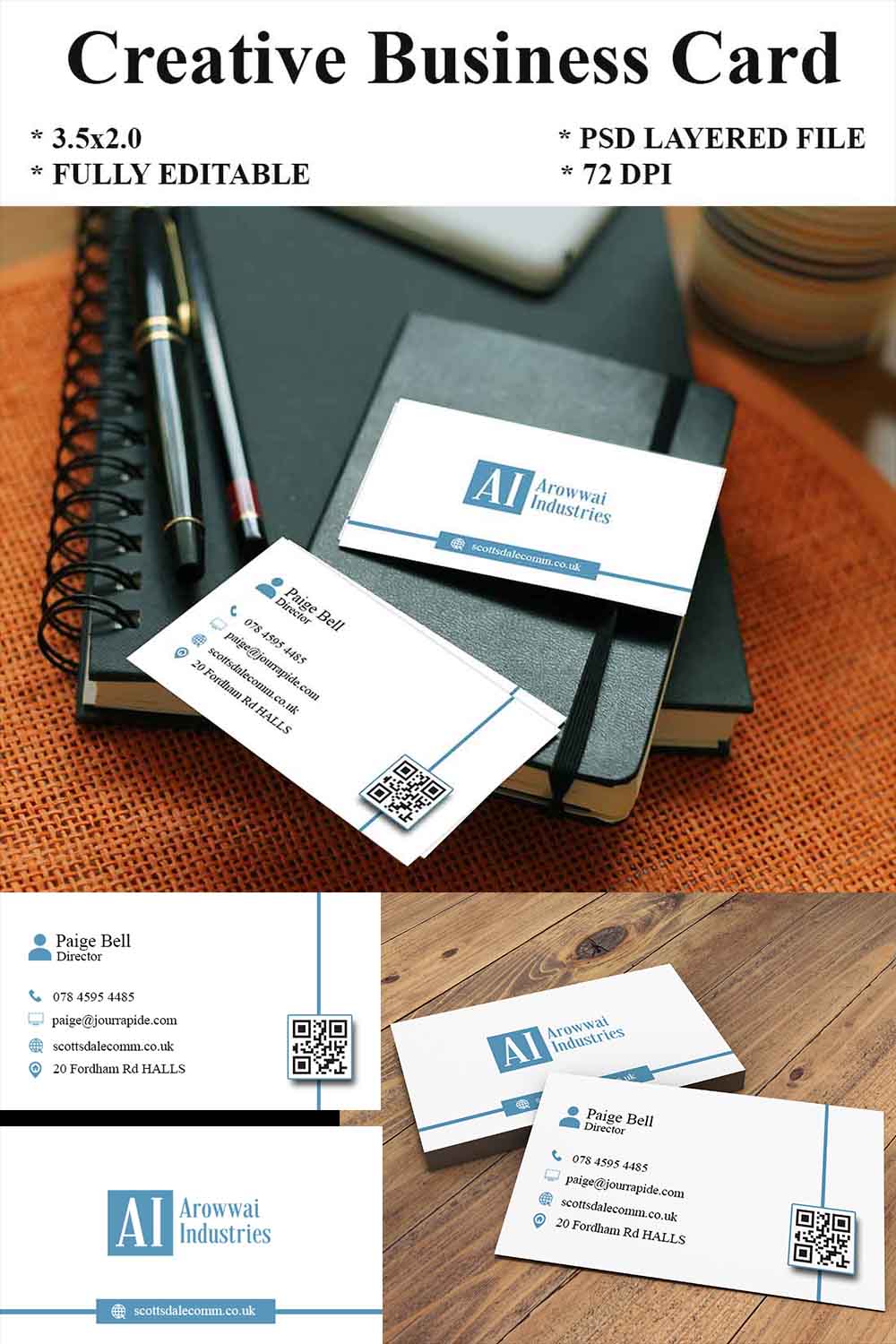 Visiting Card Templates pinterest preview image.