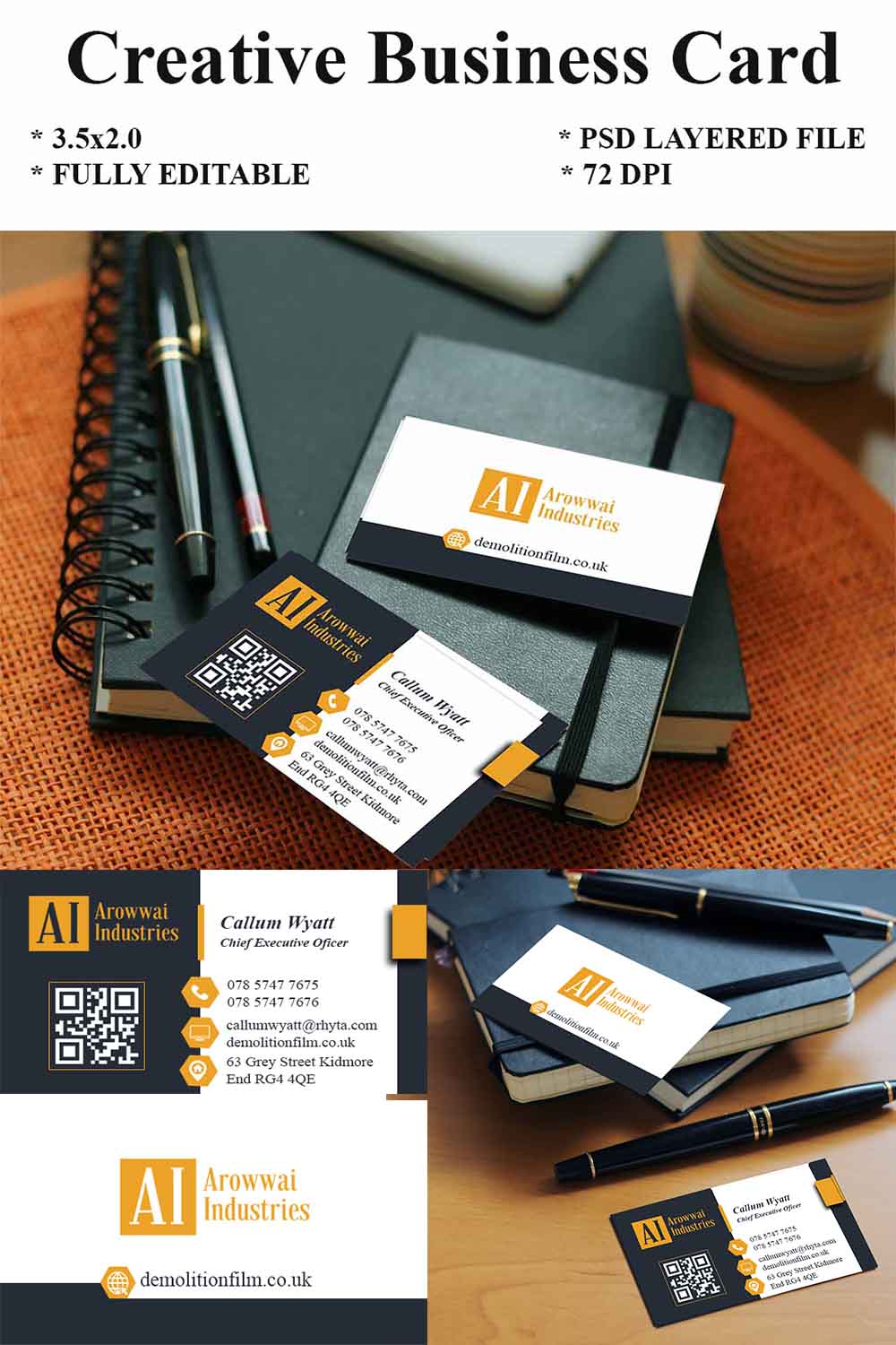 Corporate Business Cards Bundle Templates Design, Modern Creative Double Sided Business Card Design pinterest preview image.