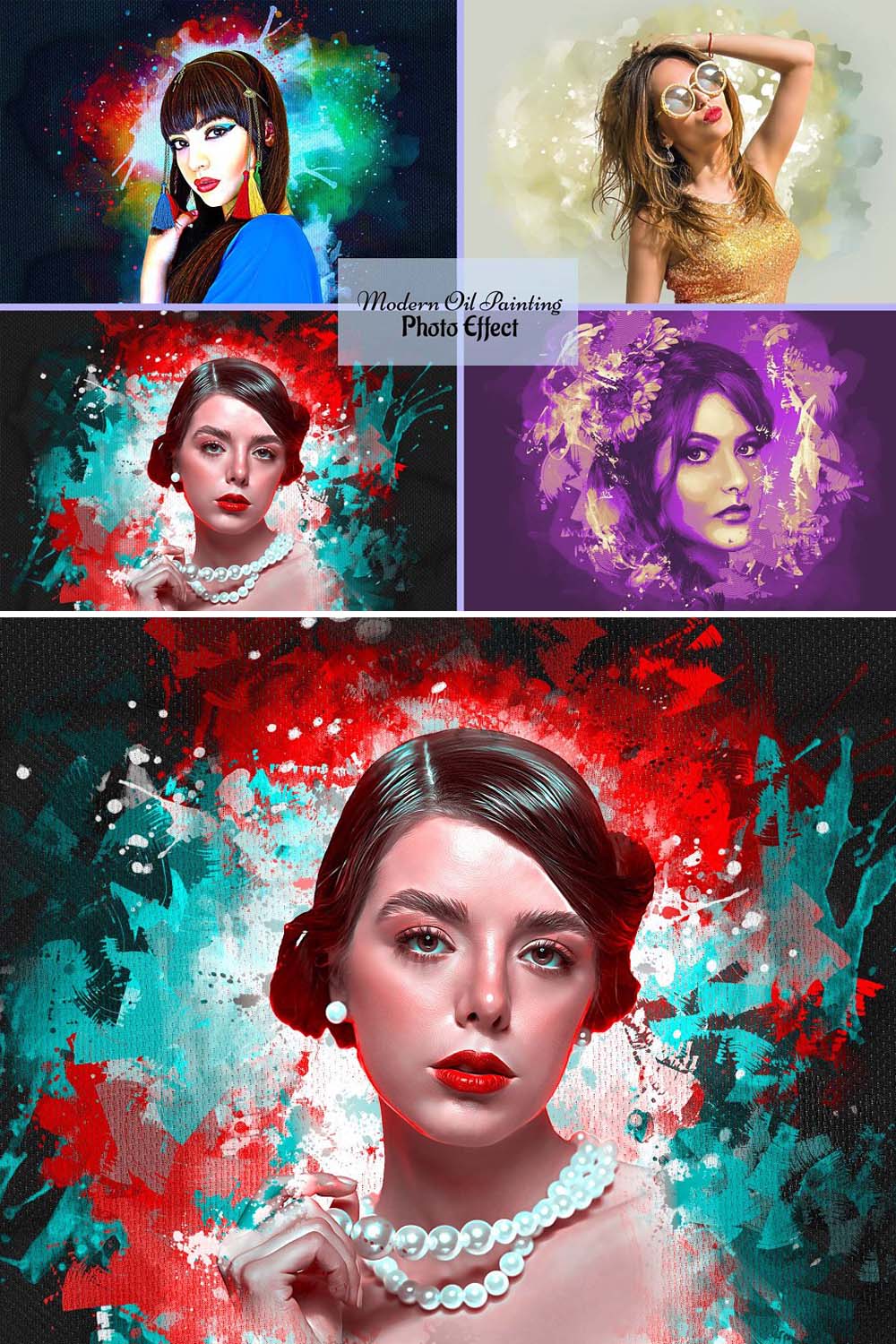 Modern Oil Painting Photoshop effect pinterest preview image.