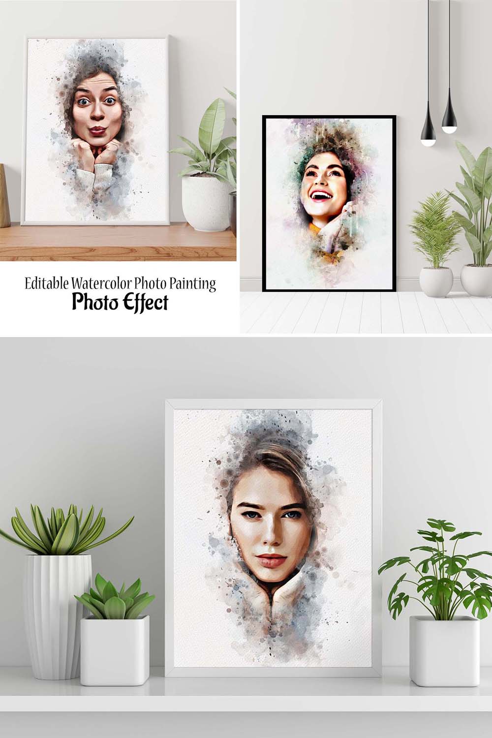 Editable Watercolor Painting Effect pinterest preview image.