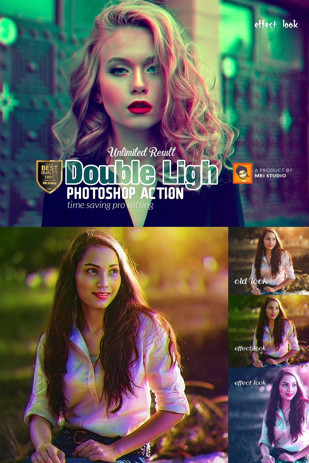 Double Light Photoshop Action pinterest preview image.