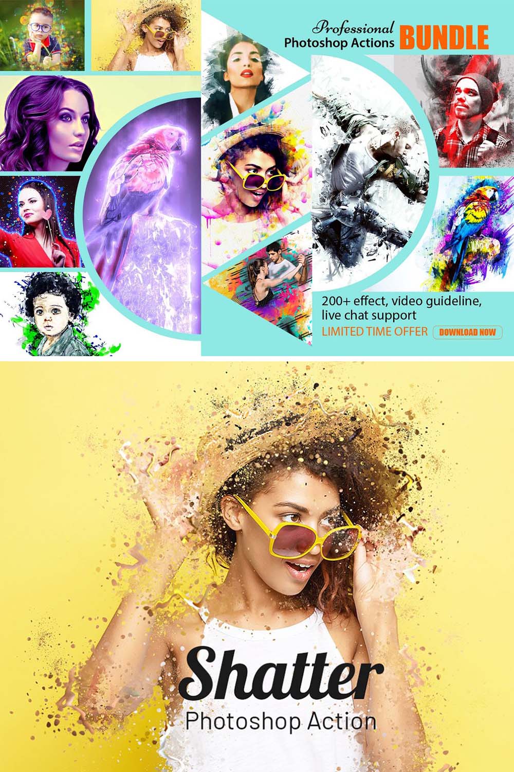 Photoshop Actions Bundle pinterest preview image.