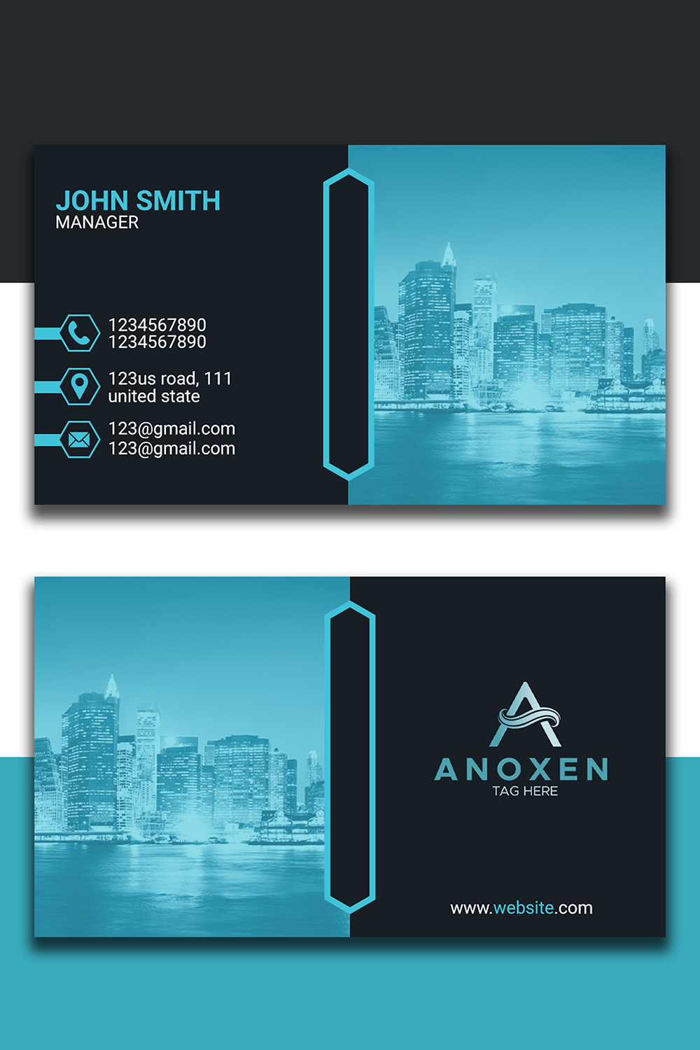 Blue corporate business card design template psd file pinterest preview image.