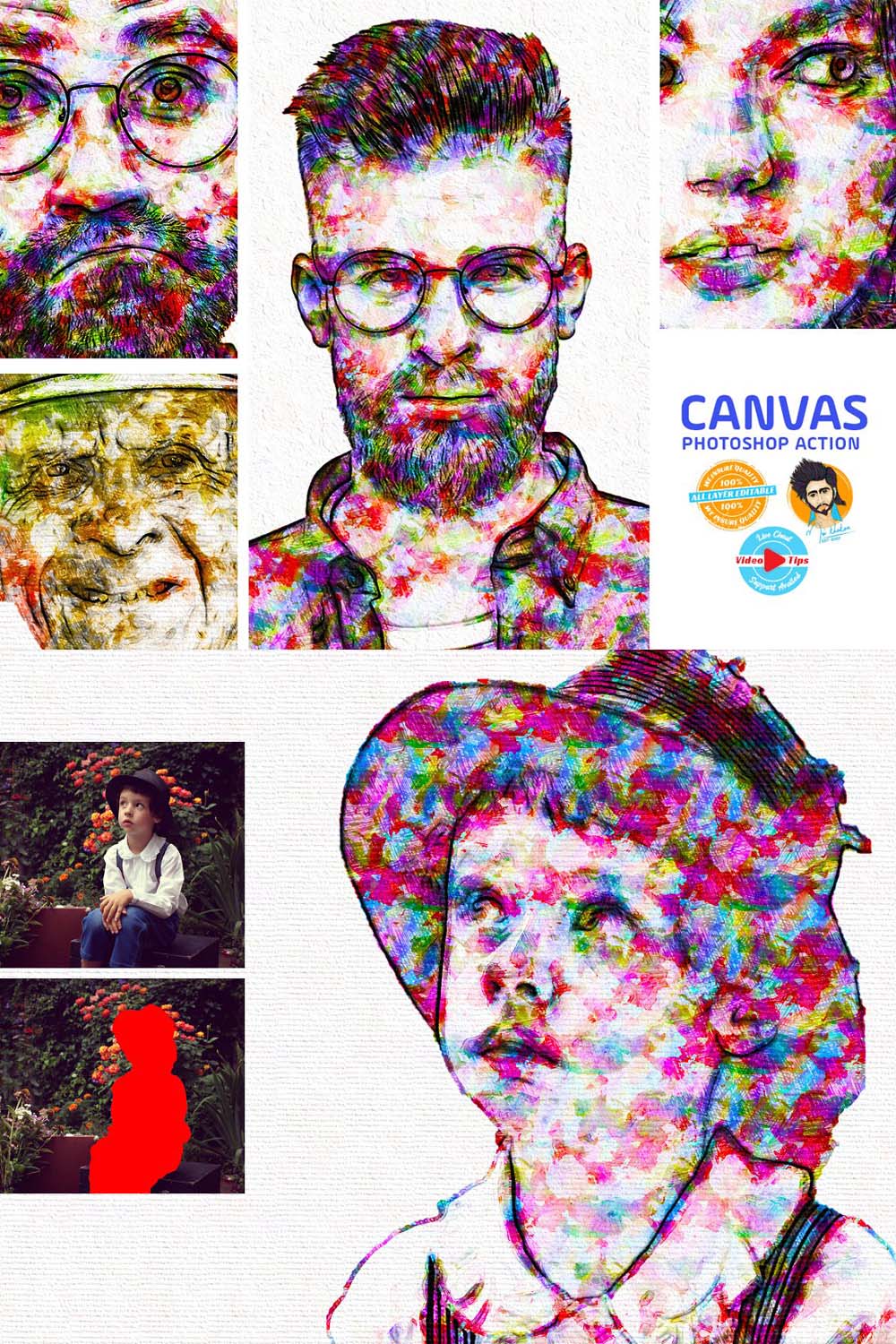 Canvas Photoshop Action pinterest preview image.