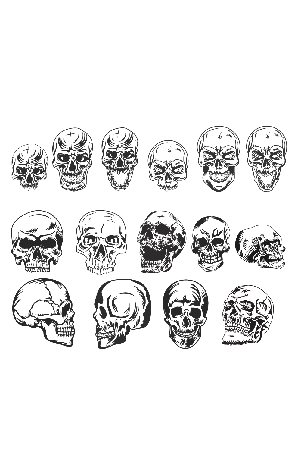 Human skull vector illustration pinterest preview image.