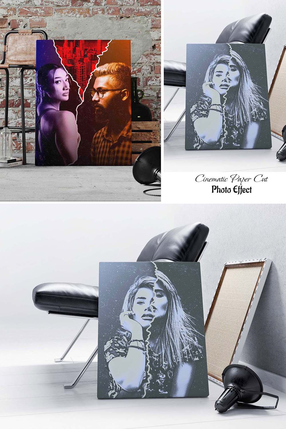 Cinematic Paper Cut Photo Effect pinterest preview image.