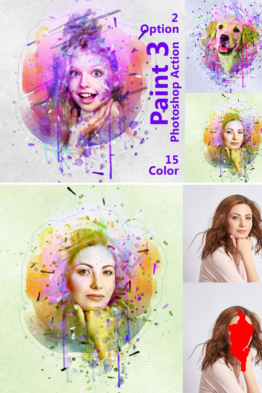 Paint Photoshop Action 3 pinterest preview image.