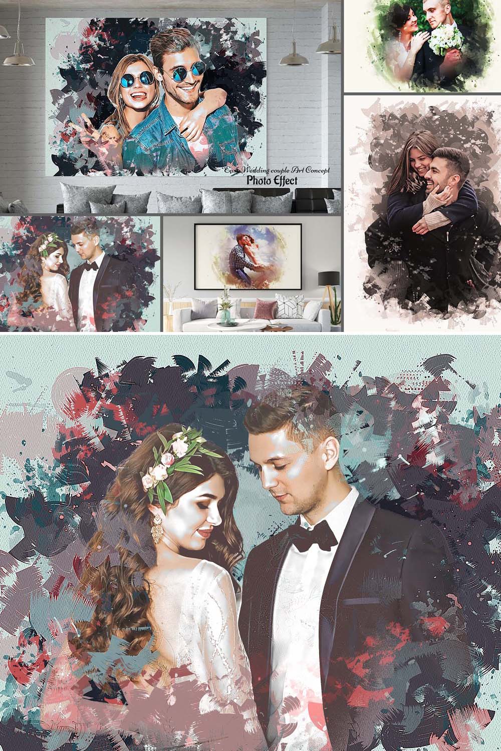 Easy Wedding Couple Art Effect pinterest preview image.