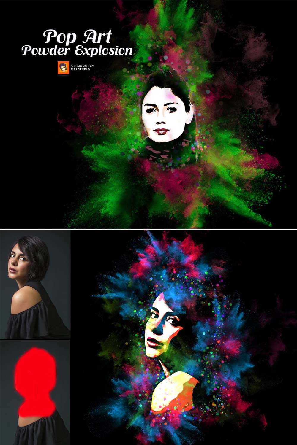 Pop Art Powder Explosion Action pinterest preview image.