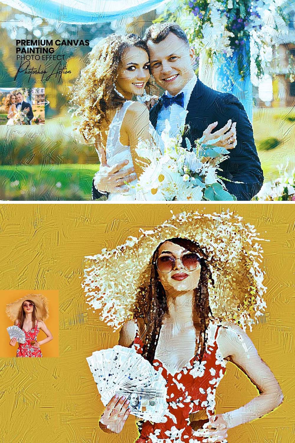 Premium Canvas Painting Photoshop pinterest preview image.