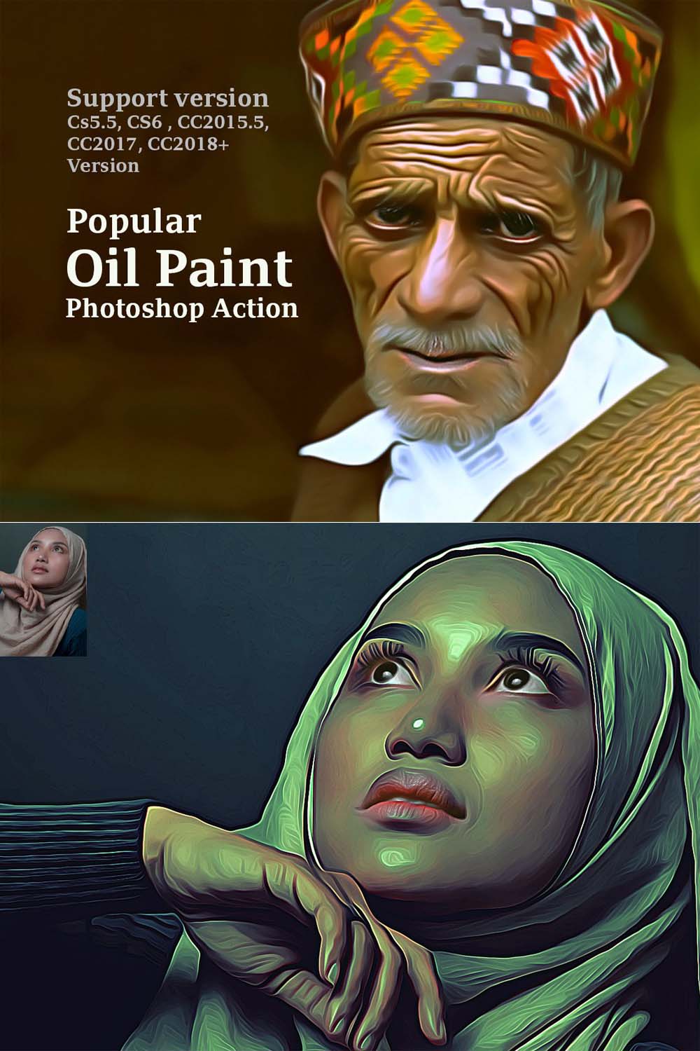 Popular Oil Paint Action pinterest preview image.