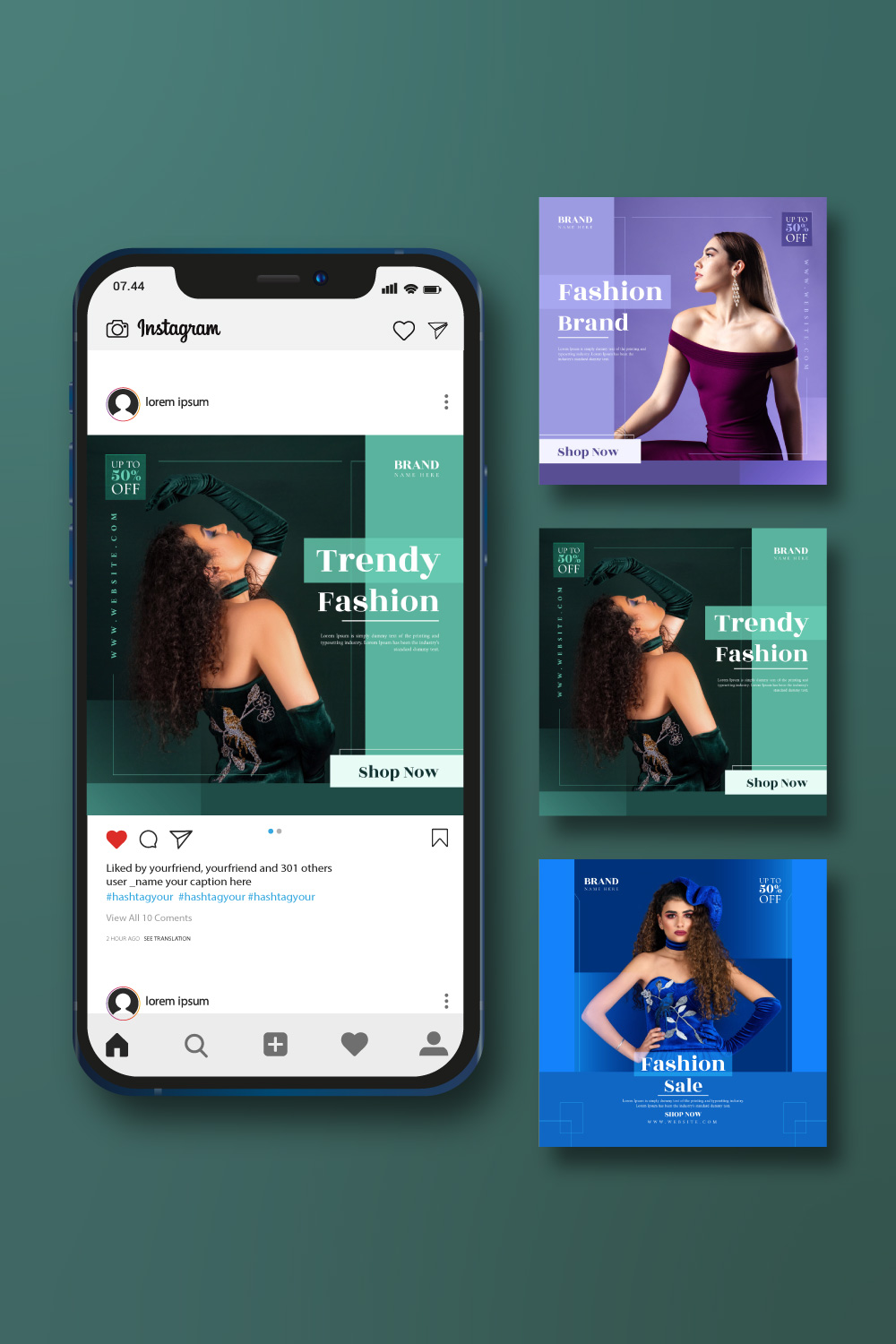 Fashion Social Media Post Template For Facebook or Instagram pinterest preview image.