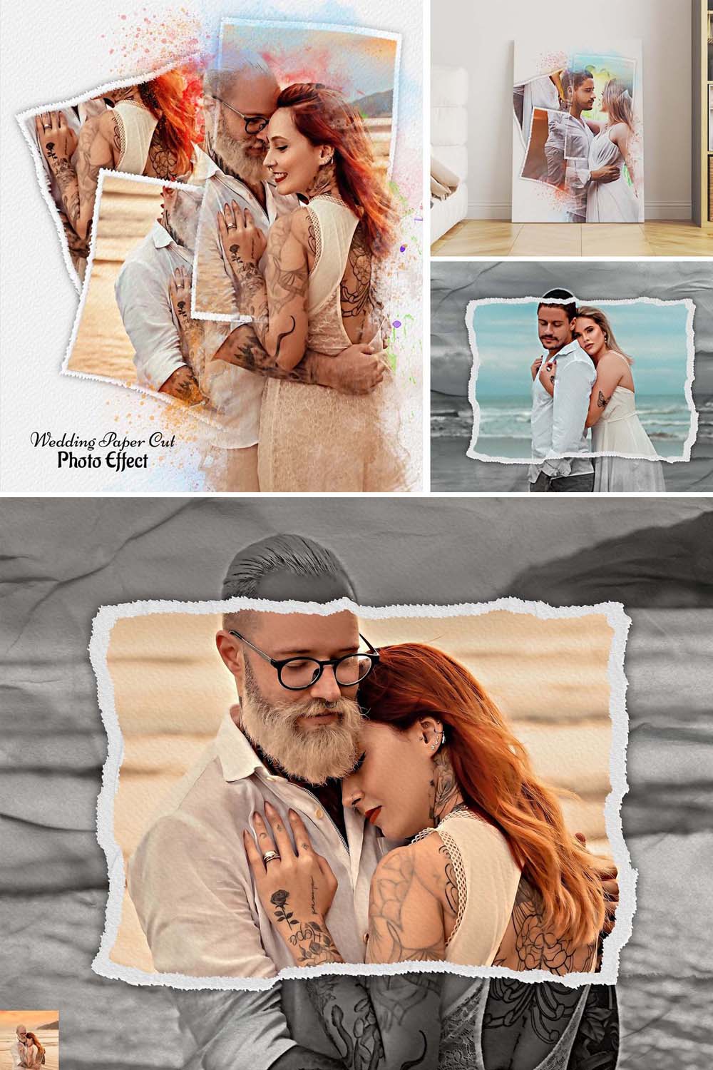 Wedding Paper Cut Photo Effect pinterest preview image.