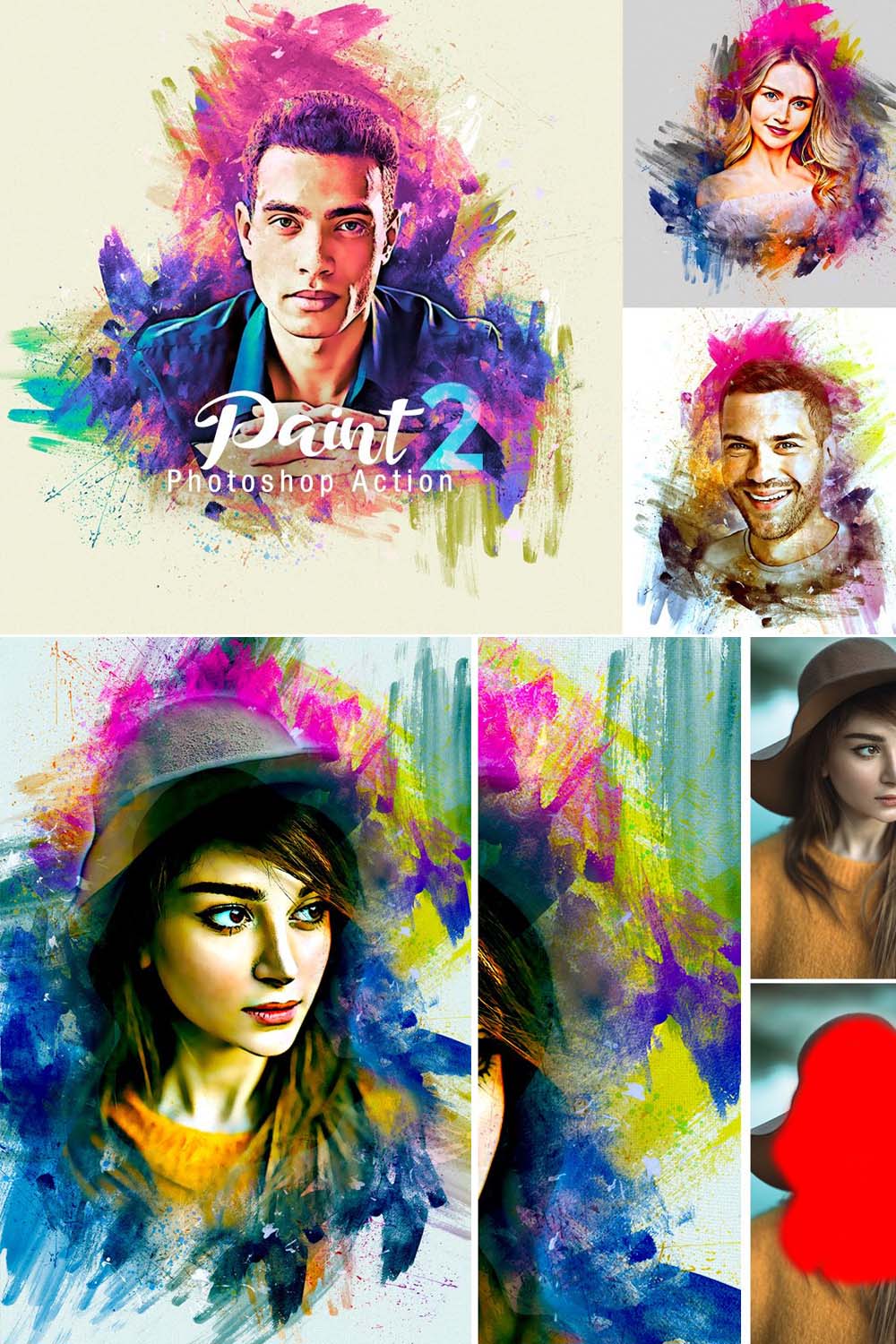 Paint Photoshop Action pinterest preview image.