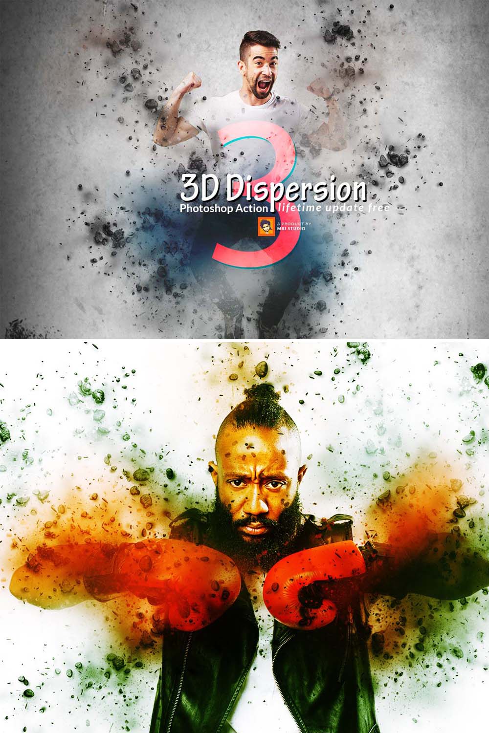 3D Dispersion Photoshop Action pinterest preview image.