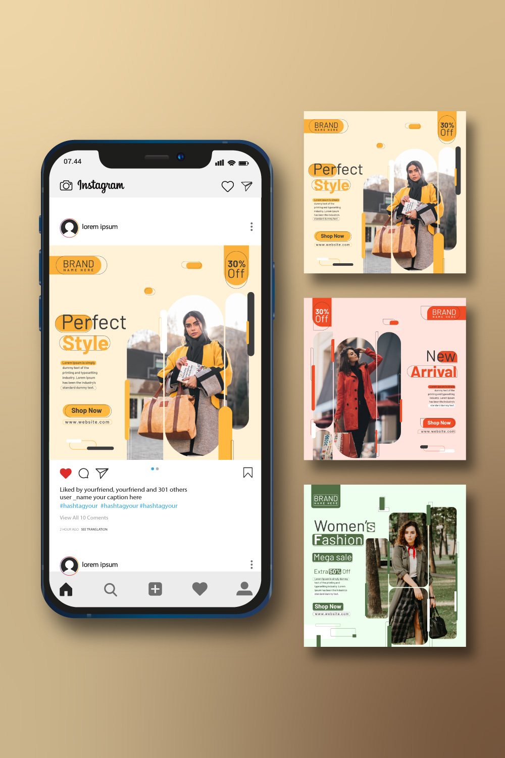 Fashion Social Media Post Template for Instagram pinterest preview image.