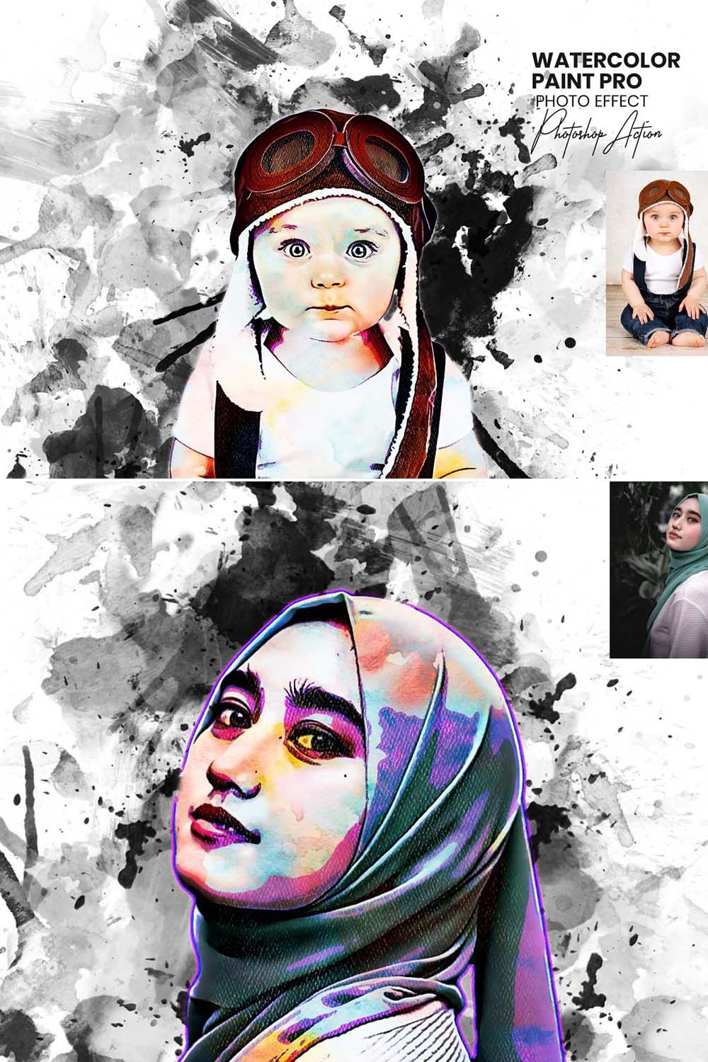 Watercolor Paint Pro Photo Effect pinterest preview image.