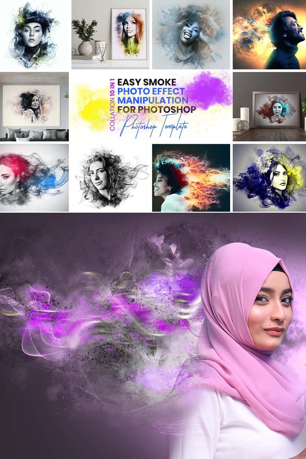 Smoke Photoshop Photo Effect Bundle pinterest preview image.